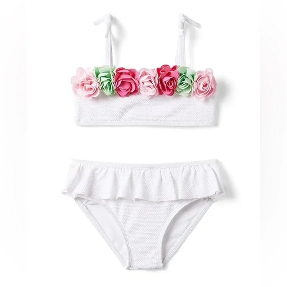 JANIE AND JACK 3D FLORAL 2 PIECE SWIMSUIT - Picture 1 of 3